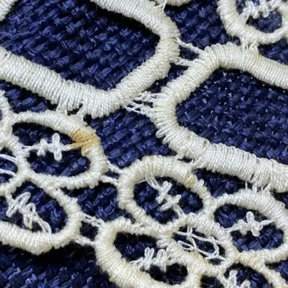 Vintage Union Made Blue & White Floral Lace Hat - Picture 9 of 9